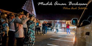 Kapolres Aceh Selatan Lepas Kendaraan Balik Mudik Gratis