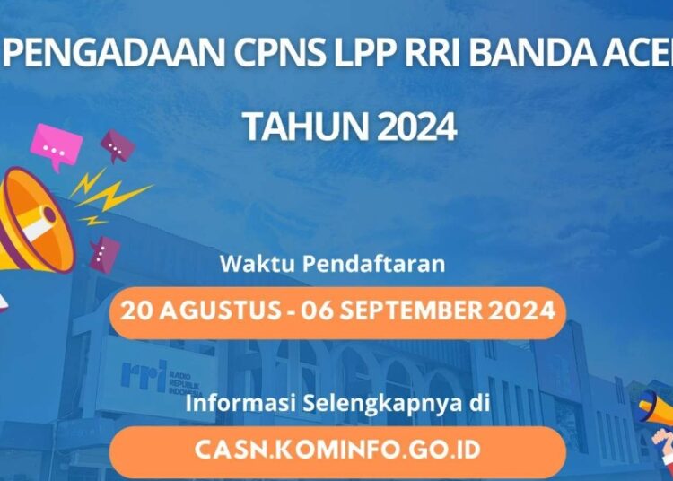 Pendaftaran CPNS LPP RRI Banda Aceh Tahun 2024 telah dibuka mulai tanggal 20 Agustus - 06 September 2024 | Foto:RRI