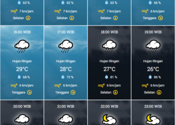 Cuaca Besok di Singkil Kamis 29 Agustus 2024