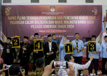 KIP Banda Aceh Gelar Pengundian Nomor Urut Calon Wali Kota dan Wakil Wali Kota