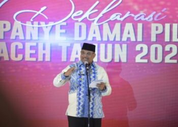Pj Gubernur Aceh Bacakan Puisi “Damailah Anak-Anak Indatu” dalam Deklarasi Kampanye Damai Pilkada