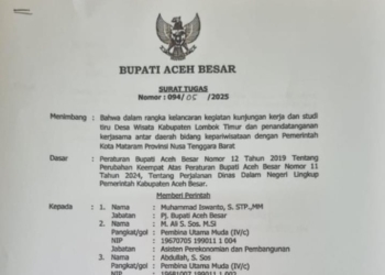 Sebanyak 10 Pejabat Eselon 2 Pemkab Aceh Besar Diduga Lakukan Studi Tiru Ke Lombok hanya Kamuflase Untuk Memenuhi Hajatan Kawinan Anak Pejabat